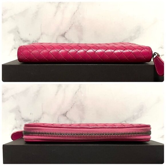 Authentic Bottega Veneta Intrecciato Nappa Zip Around Wallet Pink - Picture 7 of 9